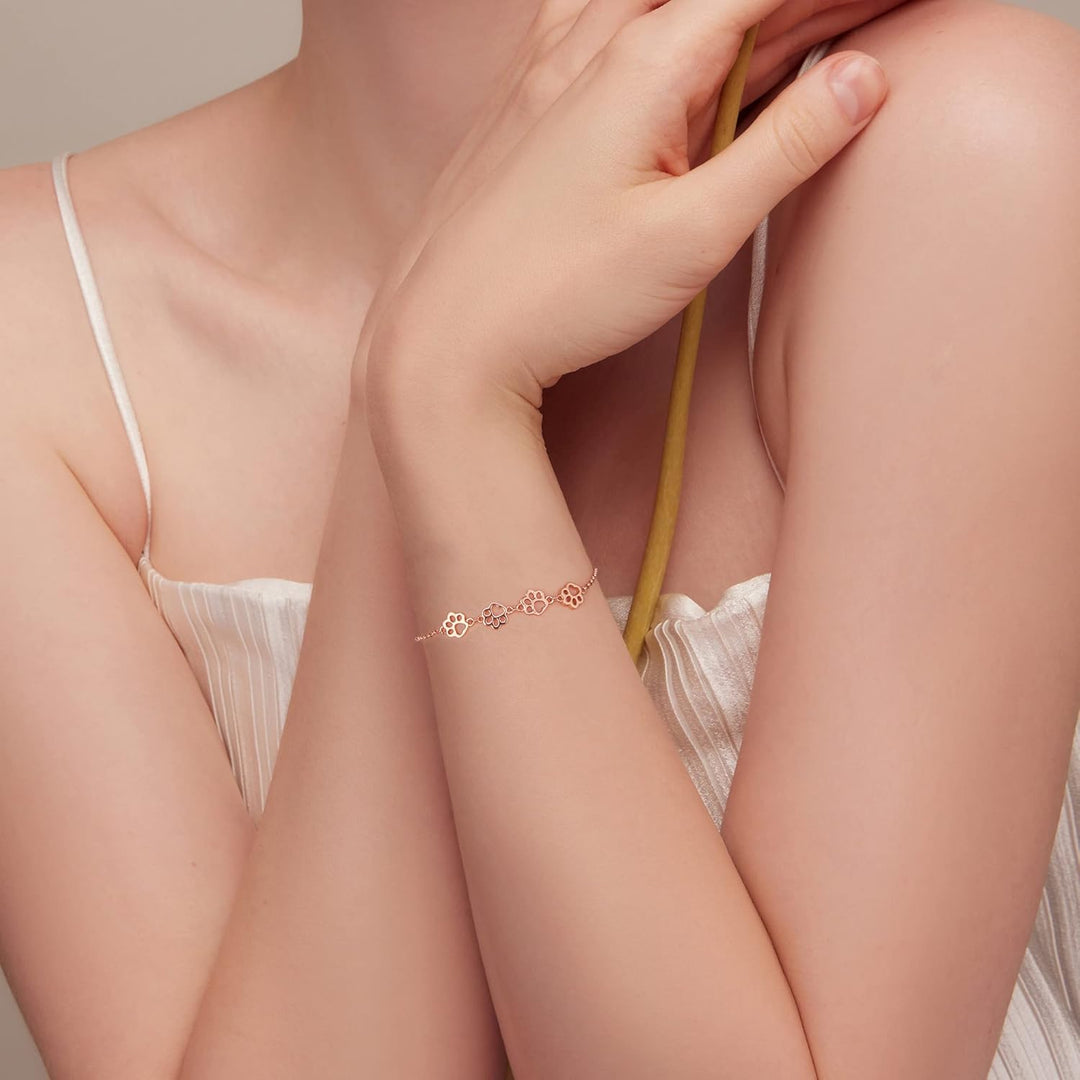 צמיד מנעול רגל כלב מכסף סטרלינג מתכוונן